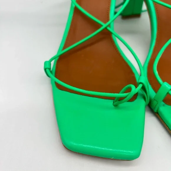 ALOHAS Bellini Neon Green Heeled Lace Up Sandals New - Picture 2 of 11